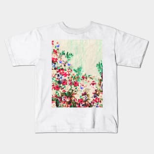 Floral and Crumpled Crepe Pattern Kids T-Shirt